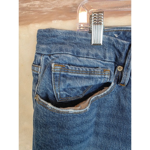 Good American Womens High Rise Straight Leg Blue Jeans Raw Hem Size 18 GCB235T - Picture 5 of 14